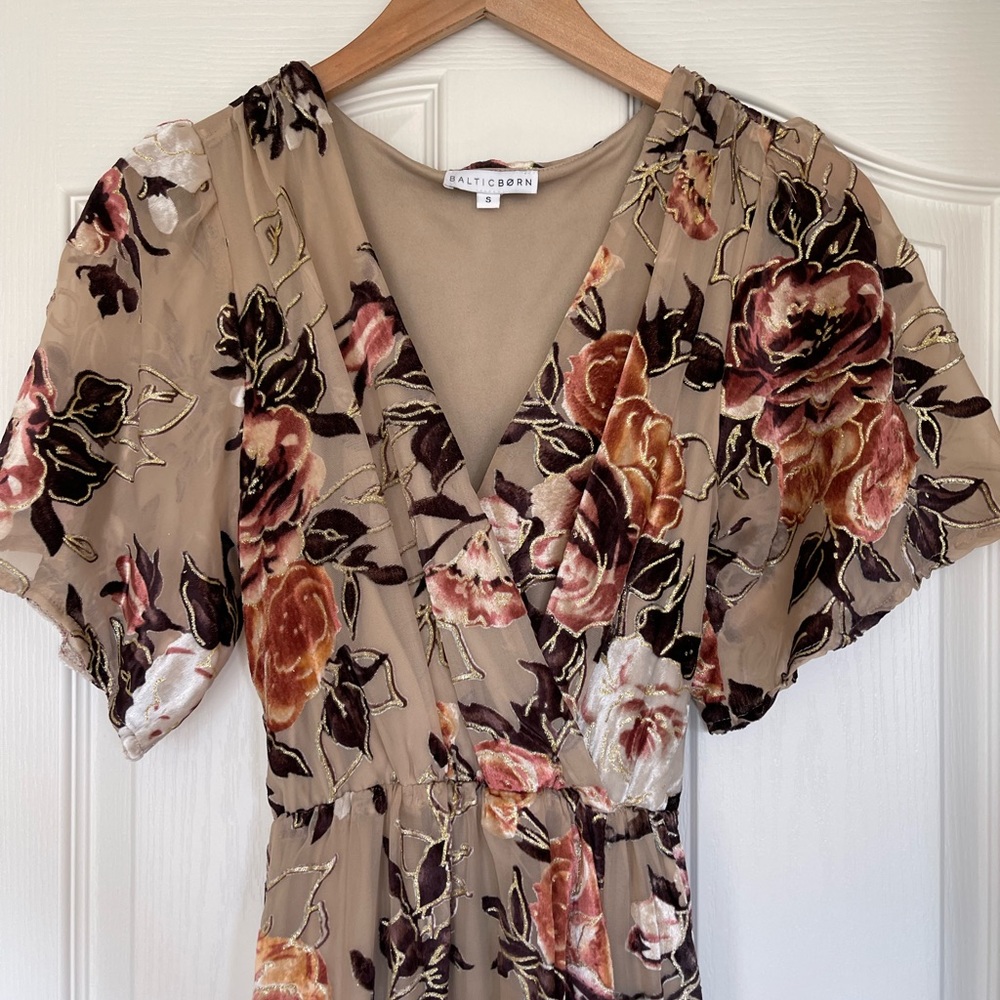 Pink Beige Floral Maxi dress